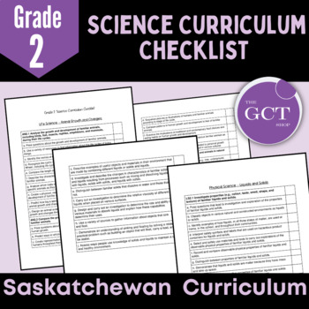 Preview of Saskatchewan Grade 2 Science Curriculum Checklist