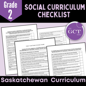 Preview of Saskatchewan Grade 2 Social Curriculum Checklist