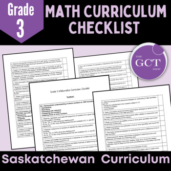 Preview of Saskatchewan Grade 3 Math Curriculum Checklist 