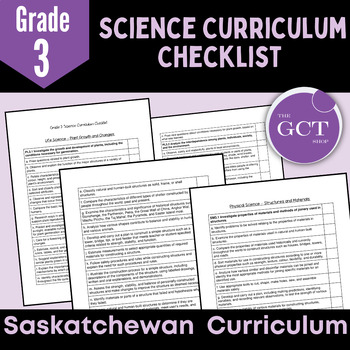 Preview of Saskatchewan Grade 3 Science Curriculum Checklist
