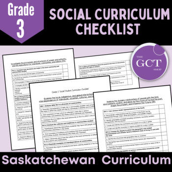 Preview of Saskatchewan Grade 3 Social Curriculum Checklist