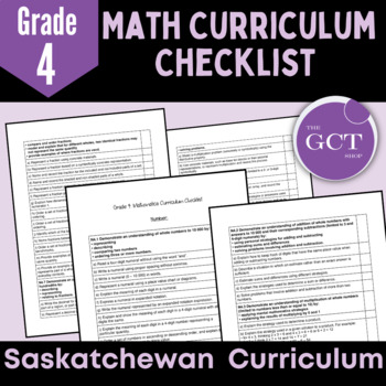 Preview of Saskatchewan Grade 4 Math Curriculum Checklist 