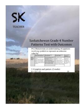 Preview of Saskatchewan Grade 4 Number Patterns Test and Review with Outcomes