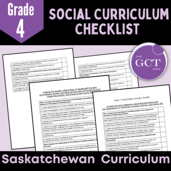 Preview of Saskatchewan Grade 4 Social Curriculum Checklist 