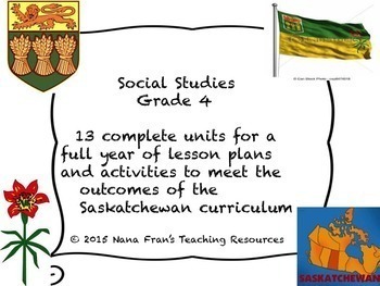 Preview of Saskatchewan Grade 4 Social Studies Bundle of all Units