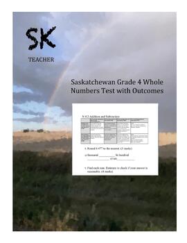 Preview of Saskatchewan Grade 4 Whole Numbers Test and Review with Outcomes