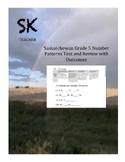 Saskatchewan Grade 5 Number Patterns Test and Review with 