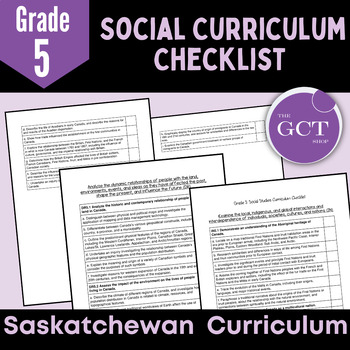 Preview of Saskatchewan Grade 5 Social Curriculum Checklist