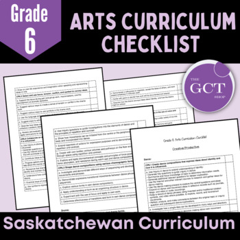 Preview of Saskatchewan Grade 6 Arts Curriculum Checklist 