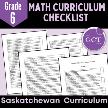 Preview of Saskatchewan Grade 6 Math Curriculum Checklist