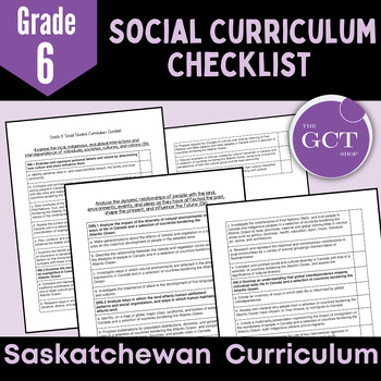 Preview of Saskatchewan Grade 6 Social Curriculum Checklist 