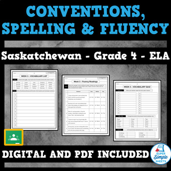 Preview of Saskatchewan Language Arts ELA - Grade 4 - Conventions, Spelling and Fluency