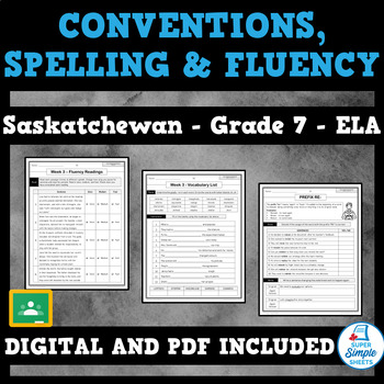 Preview of Saskatchewan Language Arts ELA - Grade 7 - Conventions, Spelling and Fluency
