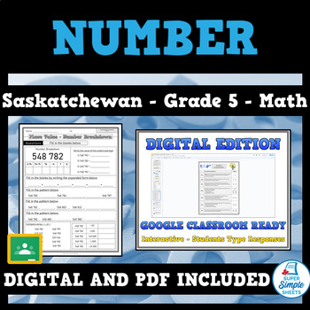 Preview of Saskatchewan - Math - Grade 5 - Number Strand - GOOGLE AND PDF