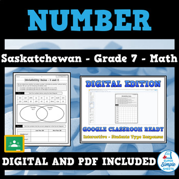 Preview of Saskatchewan - Math - Grade 7 - Number Strand - GOOGLE AND PDF