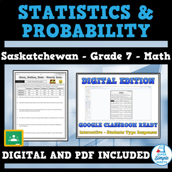 Preview of Saskatchewan - Math - Grade 7 - Statistics and Probability - GOOGLE AND PDF