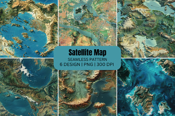 Preview of Satellite Map Seamless Patterns Digital Paper Background