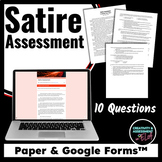 Satire Assessment Quiz | 10 Questions | Print and Digital 