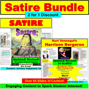 Preview of Satire Bundle: Satire and Harrison Bergeron (Google Slides, PowerPoint)