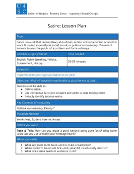 Preview of Satire Lesson Plan and Video