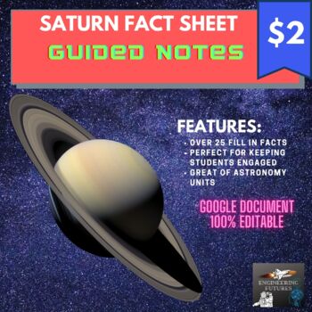 Preview of Saturn Fact Sheet (Guided Notes)