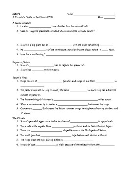 Saturn Travelers Guide Movie Worksheet by Ms Anderson | TPT