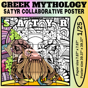 Preview of Satyr Collaborative Coloring Poster: Explore Greek Mythology Together