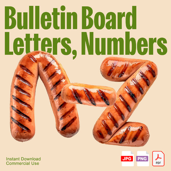 Preview of Sausage Letters Clipart | Bulletin Board Letters and Numbers for Classroom Decor