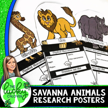 Preview of Savanna Animals | Animal Research Template | Distance Learning