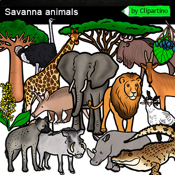 Preview of Savanna Animals Clip Art Commercial use /African animals /Habitats Clip Art