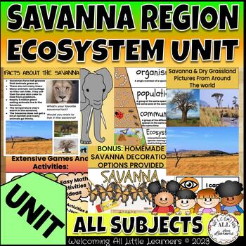 Preview of Savanna Ecosystem, Animals, Habitats, Food: STEM, Math, Reading, Writing, Lesson