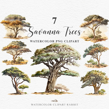 Preview of Savanna Tree Nature PNG Clipart | Safari Animals | Jungle Nursery Wall Art