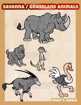 Savanna Or Grassland Animals Clipart Set By Rossy S Jungle Tpt