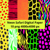 Savannah Lights: Neon Safari Digital Paper Collection