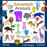 Savannah animals bundle, African animals. Huge bundle!