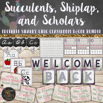 Succulent Classroom Theme Decor Bundle Editable | TPT