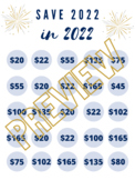 Save $2022 in 2022 - New Year Savings Challenge - New Years Goals