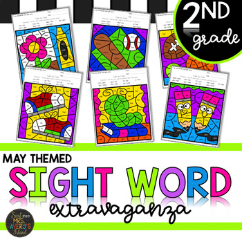 Preview of Second Grade Sight Word Activities Color by Code for End of Year
