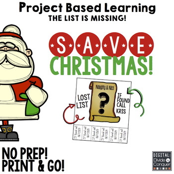 Preview of Project Based Learning: Save Christmas!  (PBL) Print and Distance Learning