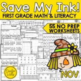 November Worksheets w Fall & Thanksgiving Literacy Activit