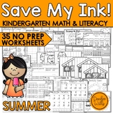 Kindergarten Summer Packet Worksheets Math & ELA Summer Re