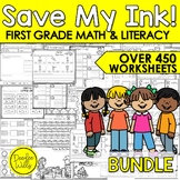 First Grade Math Worksheets and ELA Worksheets for the Year