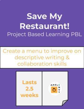 Preview of Save My Restaurant! Descriptive Writing Menu Design PBL