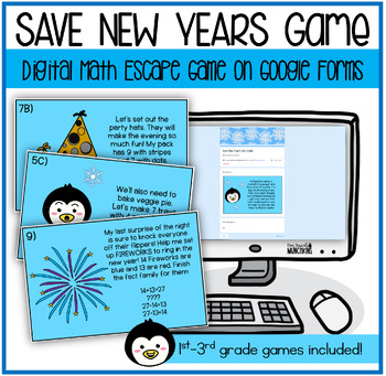 Preview of Save New Years 2024! Digital Math Escape Game on Google Forms