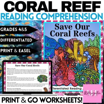 Save Our Coral Reefs Reading Comprehension Worksheets by Metacognitive ...