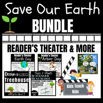 Preview of Save Our Earth Bundle; Earth Day Reader's Theater, Task Cards, Creative Writing