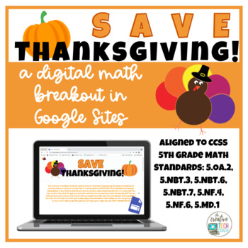 Preview of Save Thanksgiving 2021! A Digital Math Breakout in Google Sites