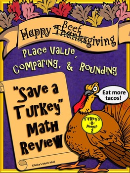 Preview of Thanksgiving Math Review - Save a Turkey! CCSS Aligned