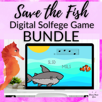 Preview of Save the Fish BUNDLE // Ocean Themed Google Slides Music Game for Solfege