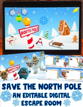 Preview of Save the North Pole:  A Winter-Themed Editable Digital Escape Room